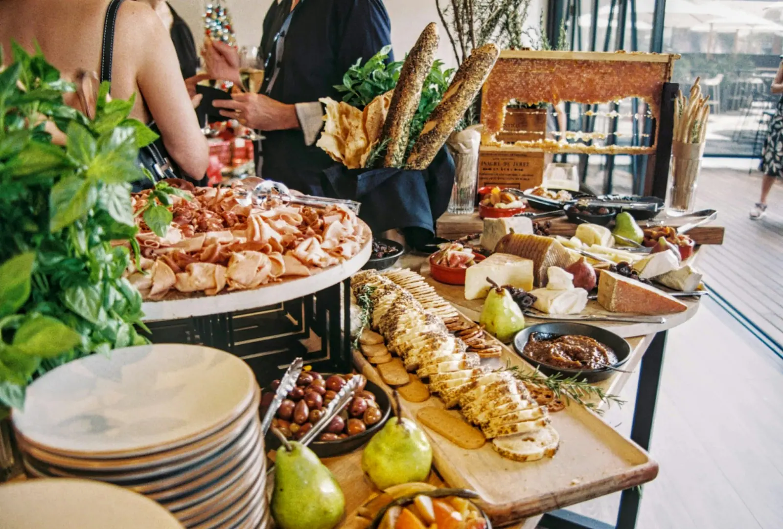 Chefs serving from a buffet