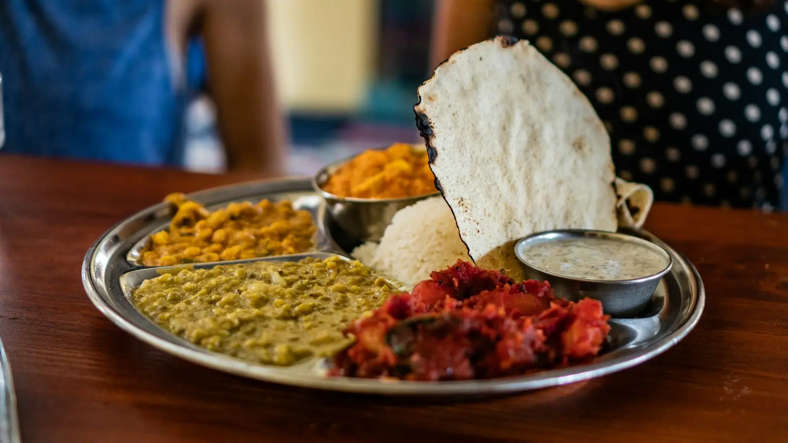 Platter of Indian dishes