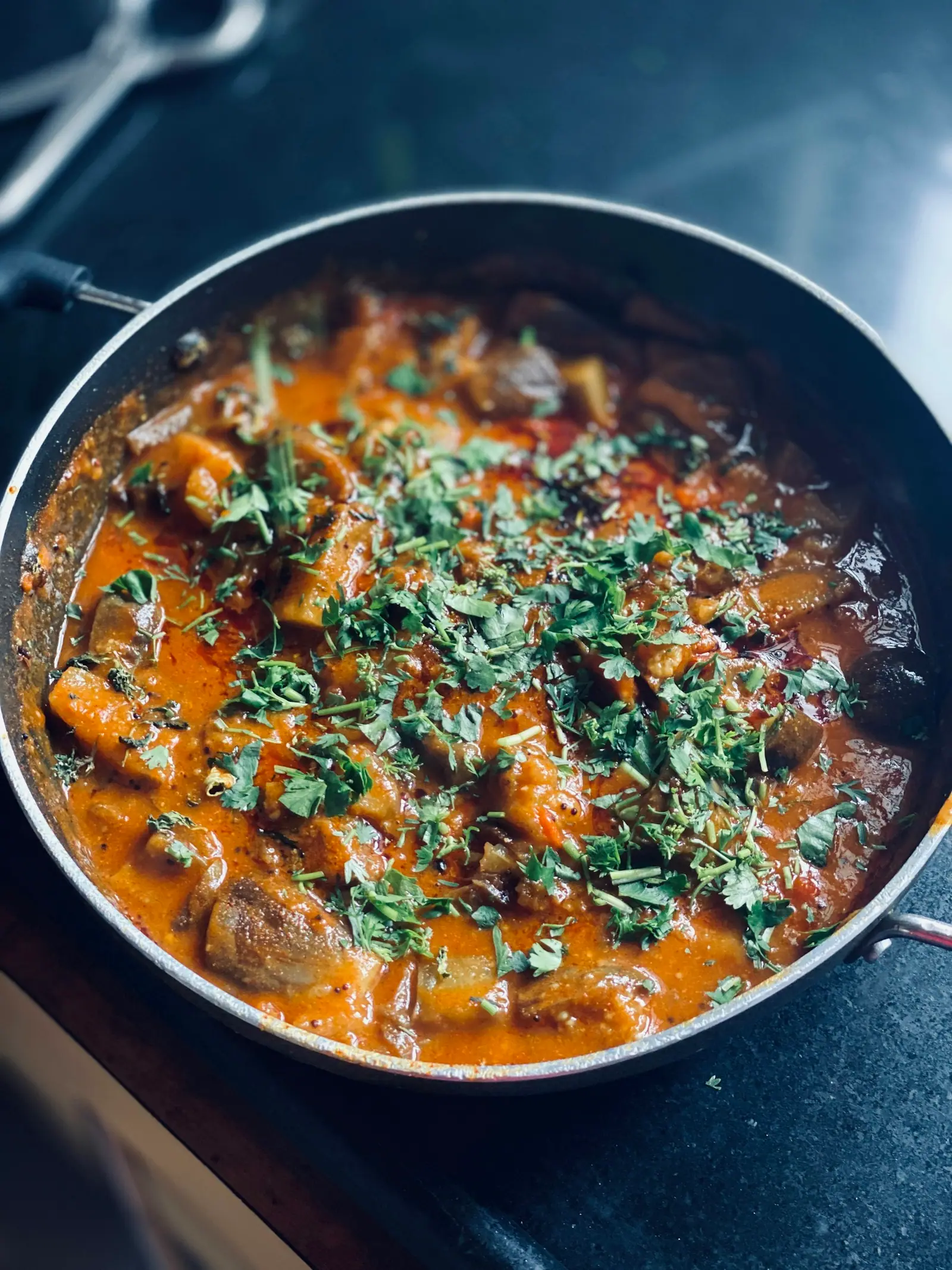Spiced curry with fresh coriander