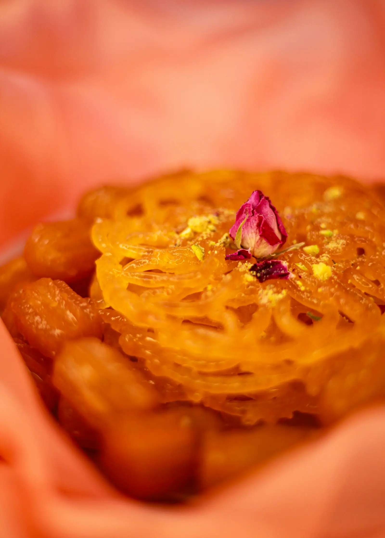 Jalebi with rose petals
